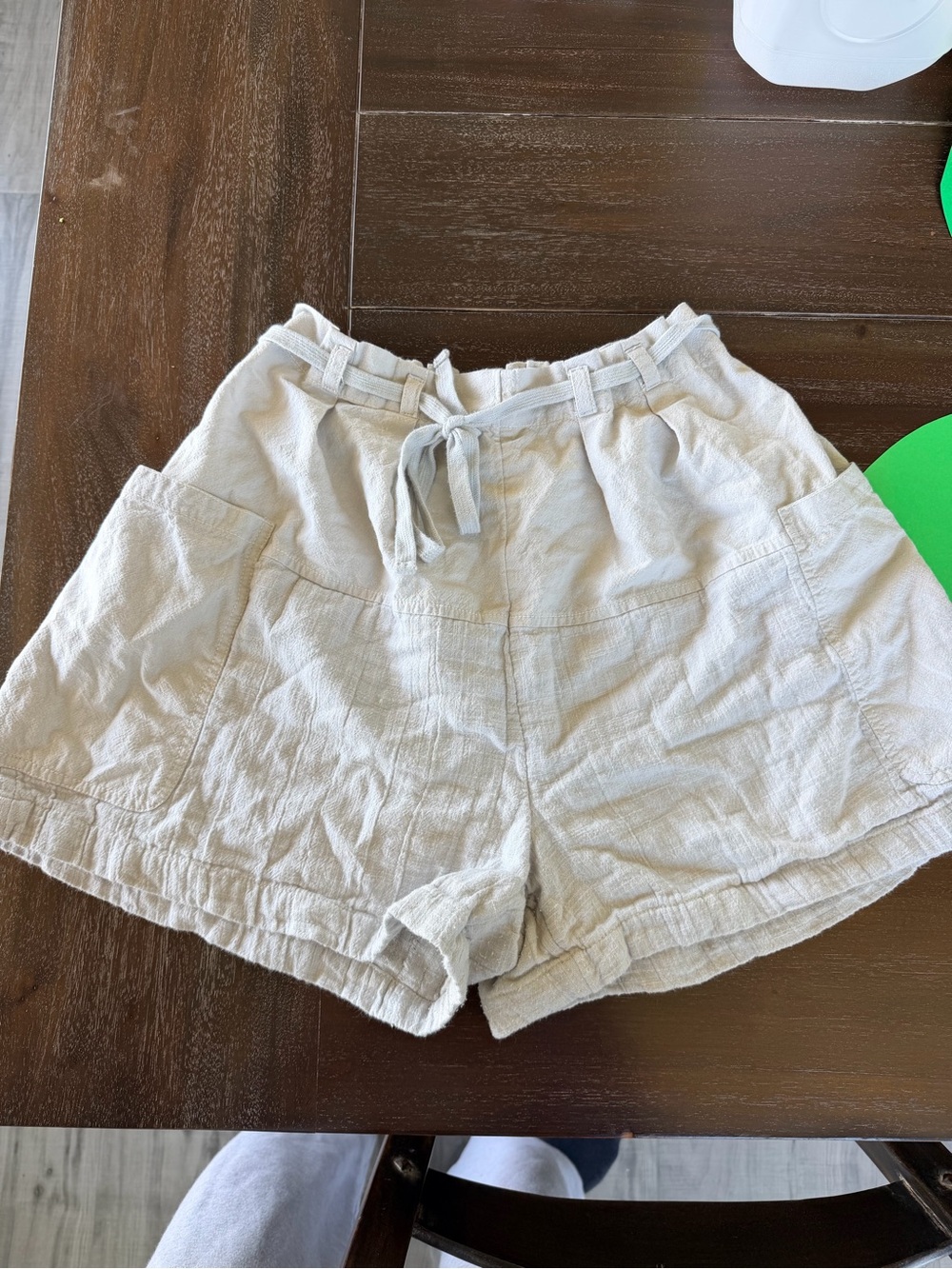 Free People Cream Baggy Drawstring Shorts